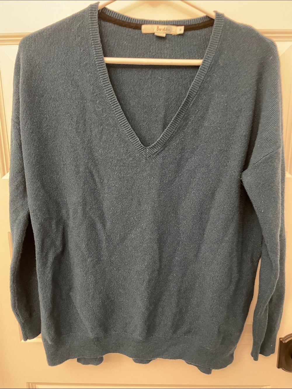 Boden Slate Blue V-Neck Sweater